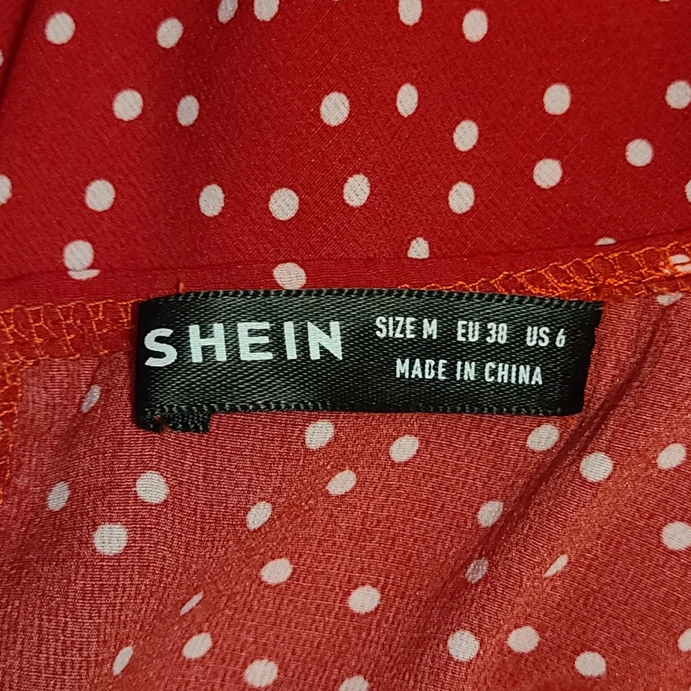 Shein Polka Dot Tie Around Overlay Top Red And White